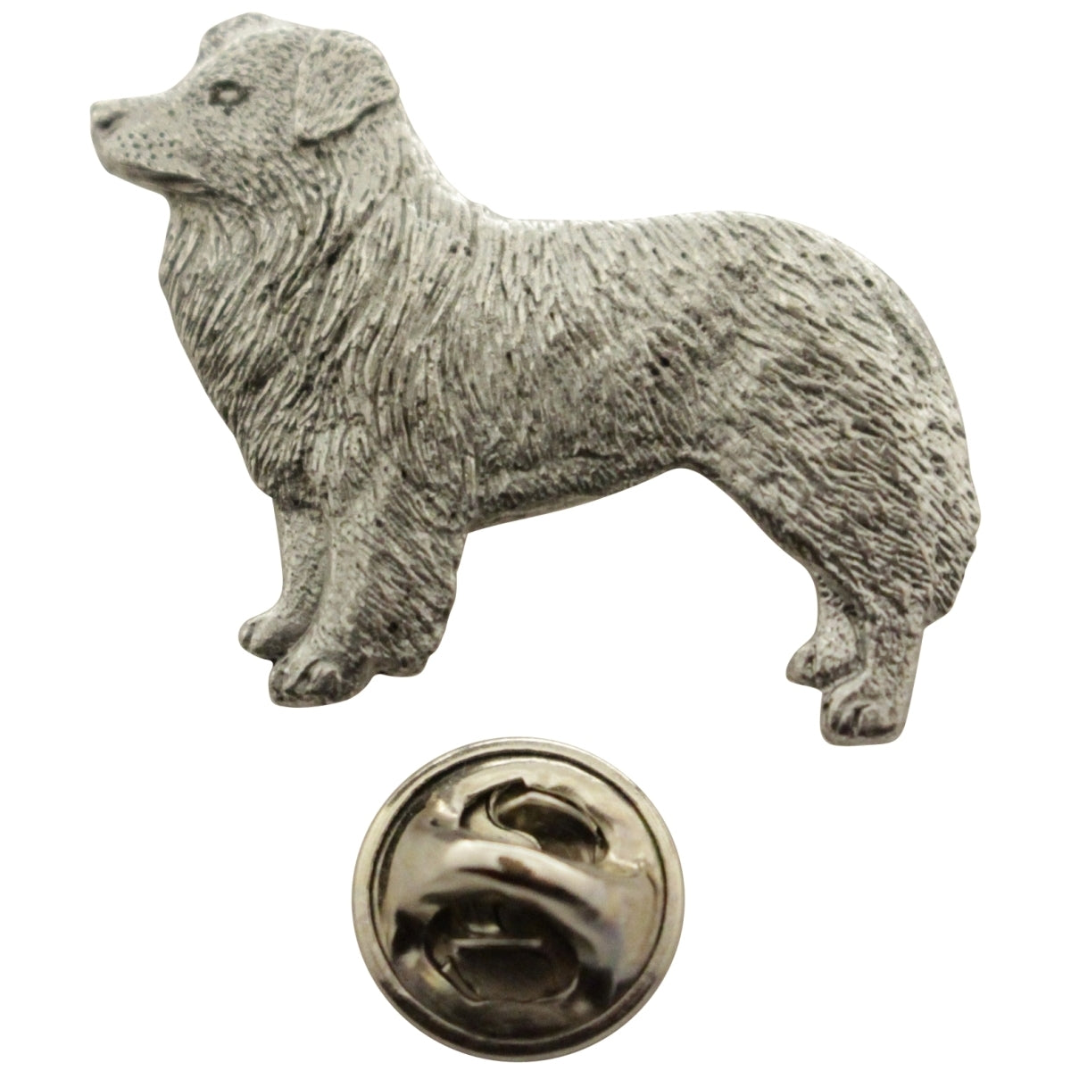 Border Collie Pin ~ Antiqued Pewter ~ Lapel Pin ~ Sarah's Treats & Treasures